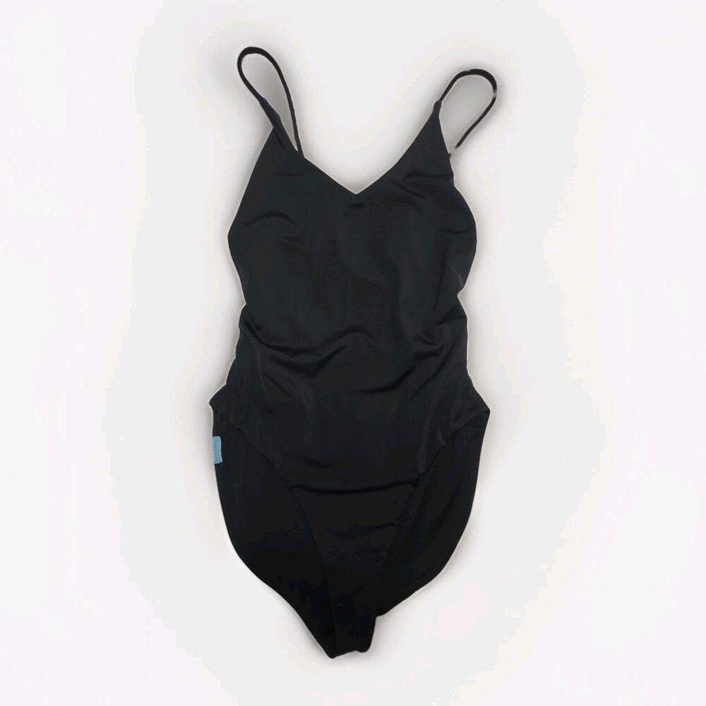Dixxon Black One Piece Swimsuit Beach Logo XL Classic Strappy Back NWOT